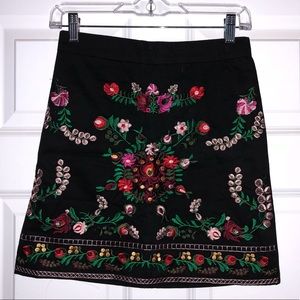 High waisted embroidered mini skirt